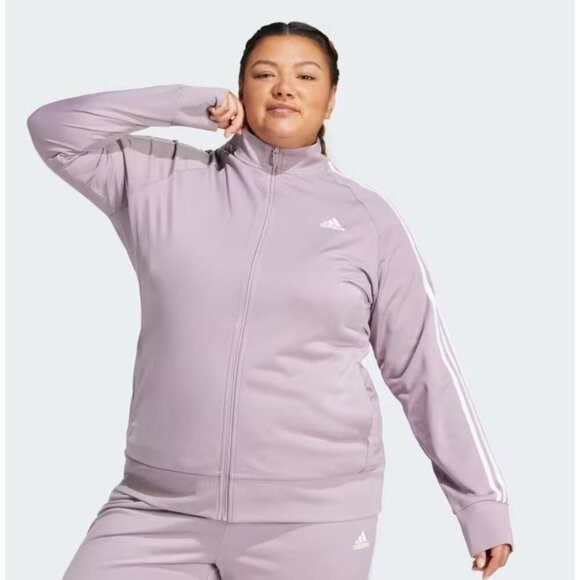 Adidas  Warm-Up Tricot Slim 3 Pink Stripes Track Jacket Women's 1X New - Picture 1 of 16